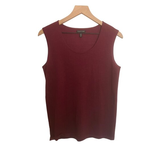 Eileen Fisher Womens Merino Wool Sleeveless Top S/P Burgundy - Picture 1 of 4